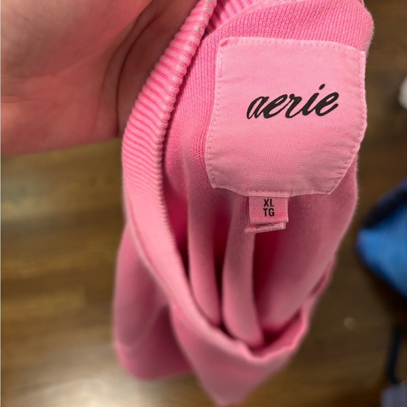 Aerie Lightweight Ribbed Short Sleeve Sweatshirt XL Pink Infusion - Picture 6 of 8